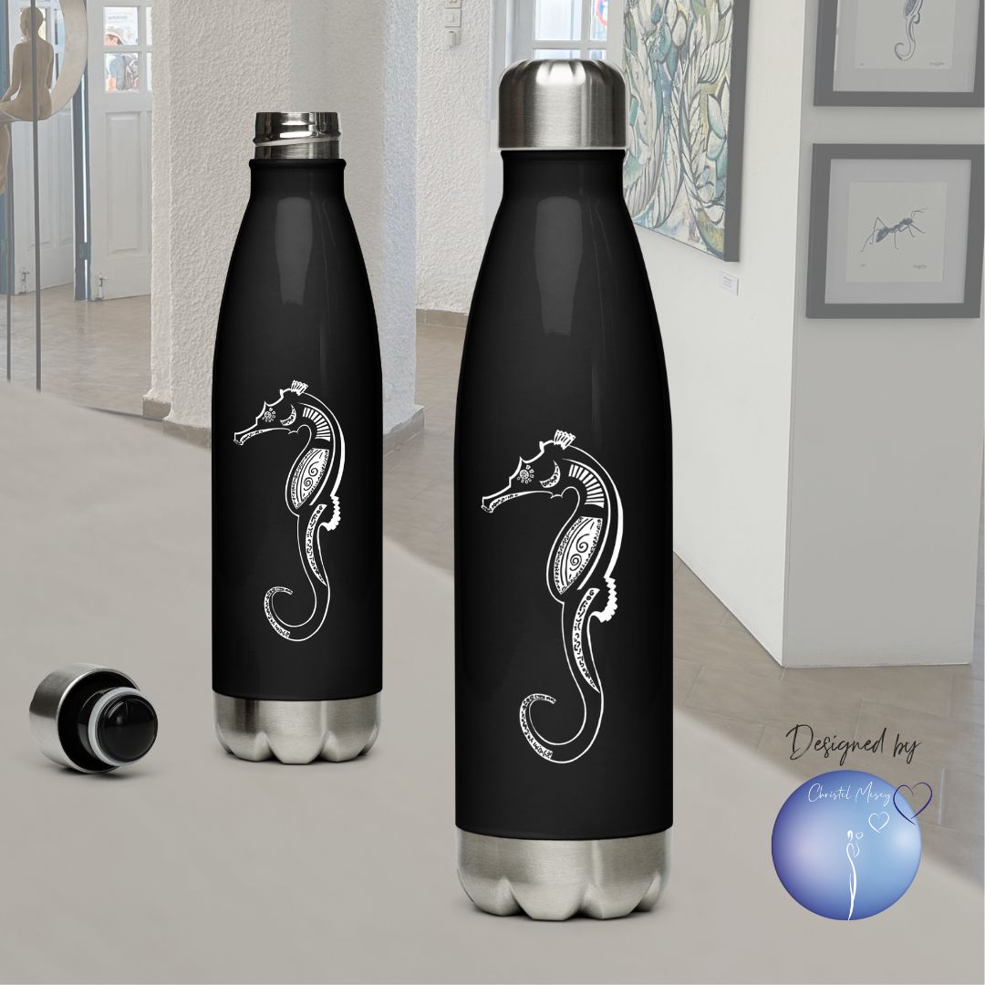 Animal Totem SEAHORSE Stainless Steel Water Bottle - Christel Mesey Art
