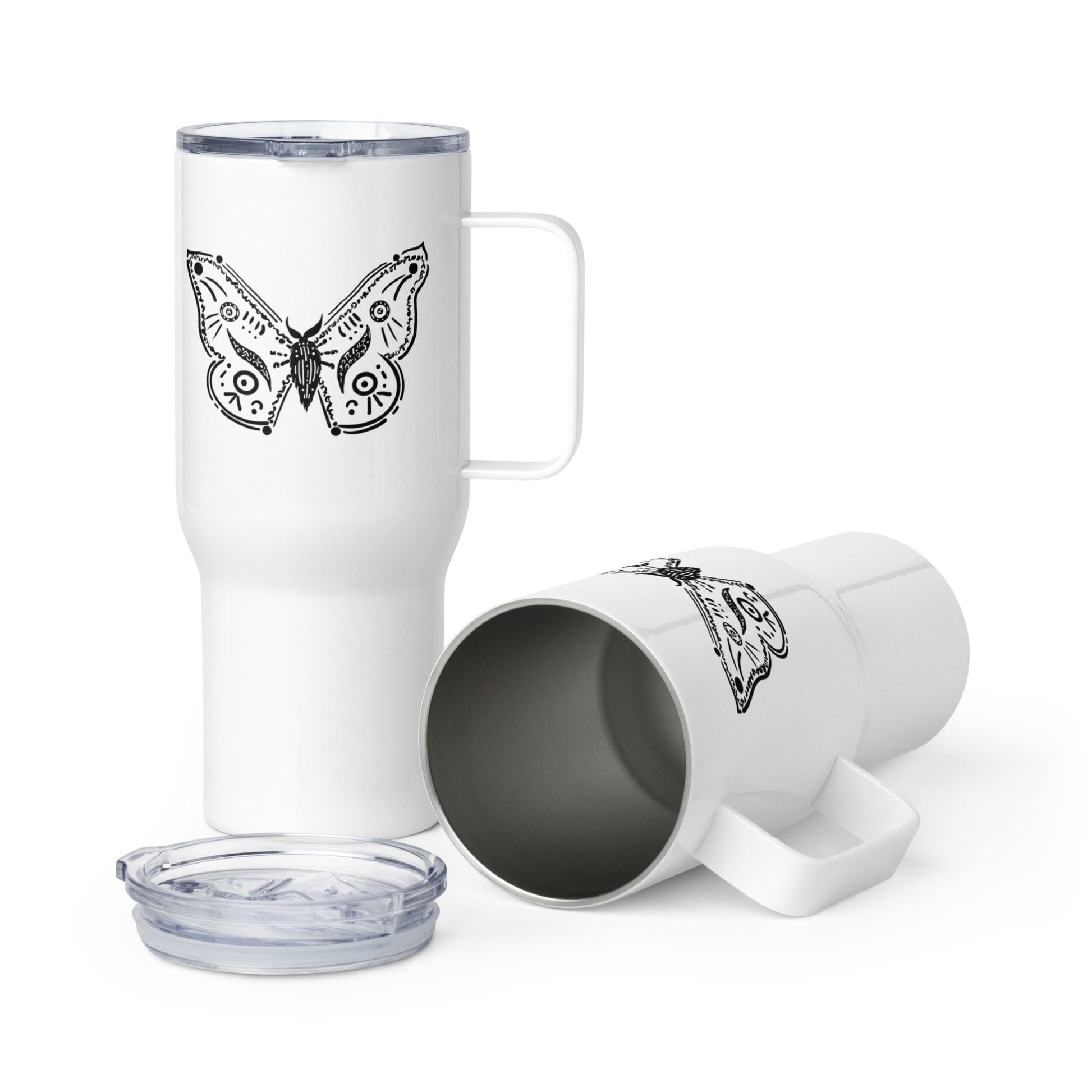 Animal Totem - Travel mug with handle - BUTTERFLY - Christel Mesey Art