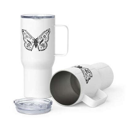 Animal Totem - Travel mug with handle - BUTTERFLY - Christel Mesey Art