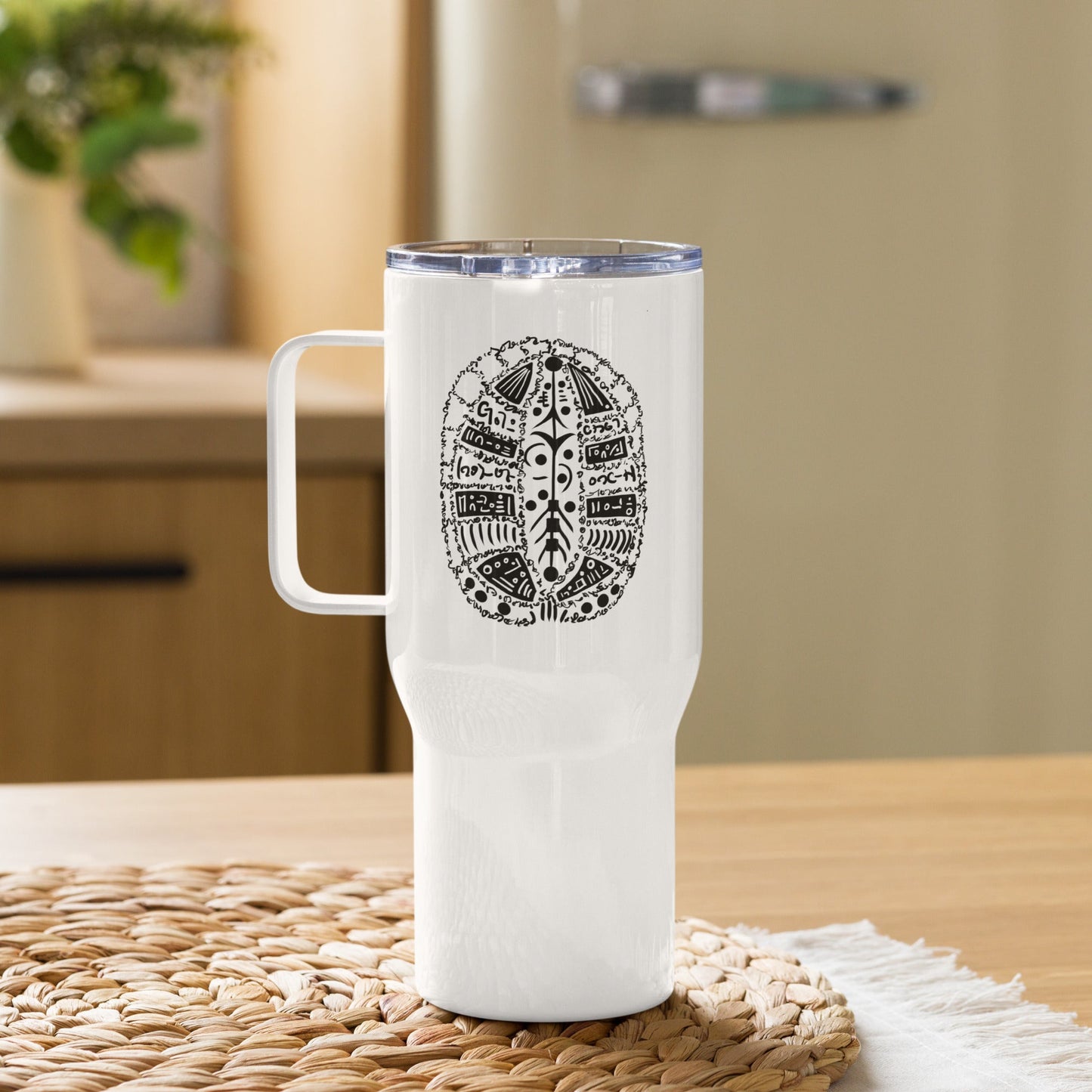 Animal Totem - Travel mug with handle - TURTLE - Christel Mesey Art