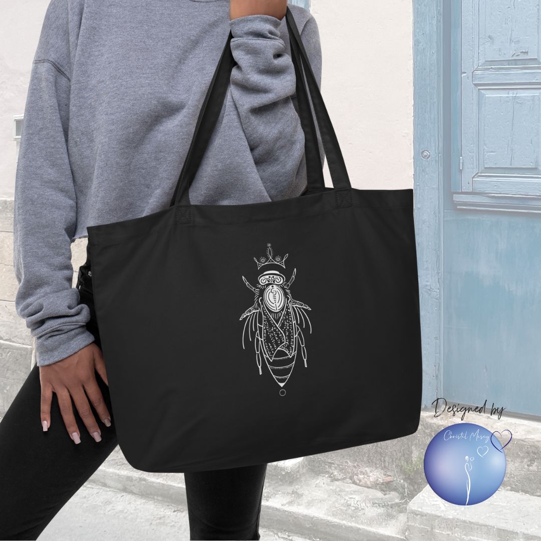 BEE Animal Spirit - TOTE BAG 100% organic cotton - XL size - Christel Mesey Art