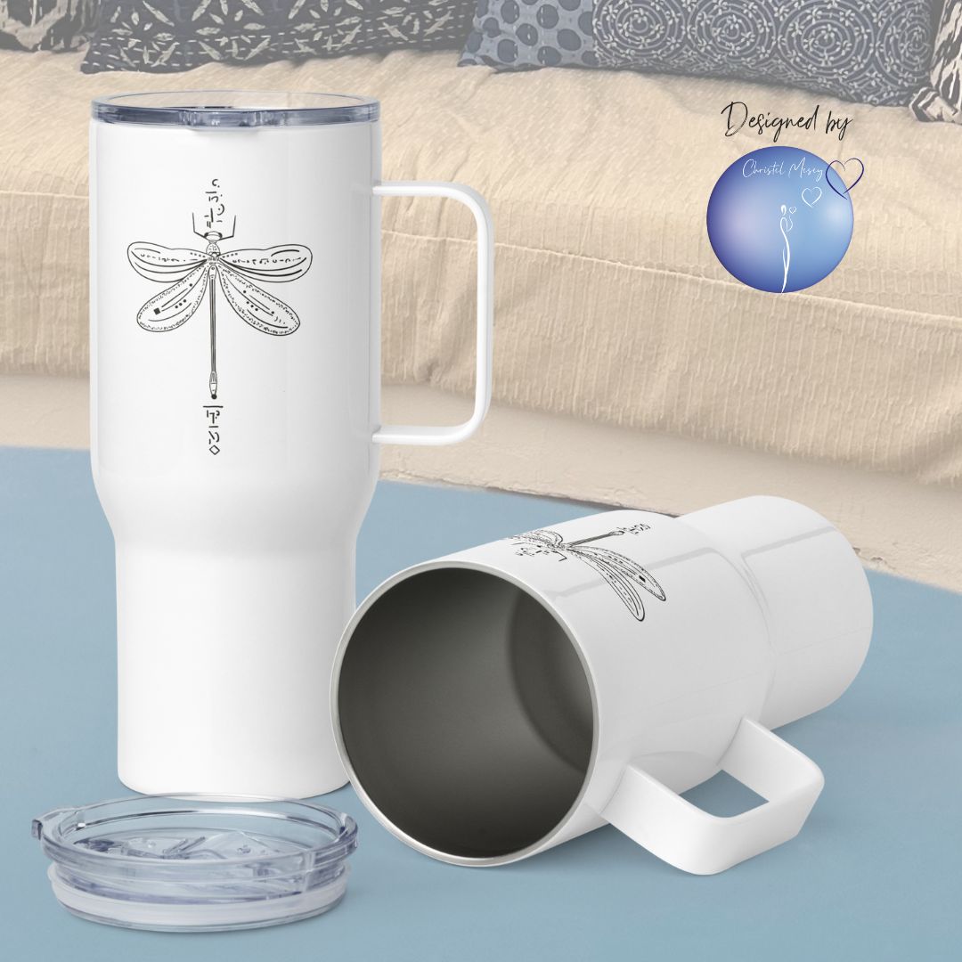 DRAGONFLY Animal Totem Mug (Stainless steel with handle) - Christel Mesey Art